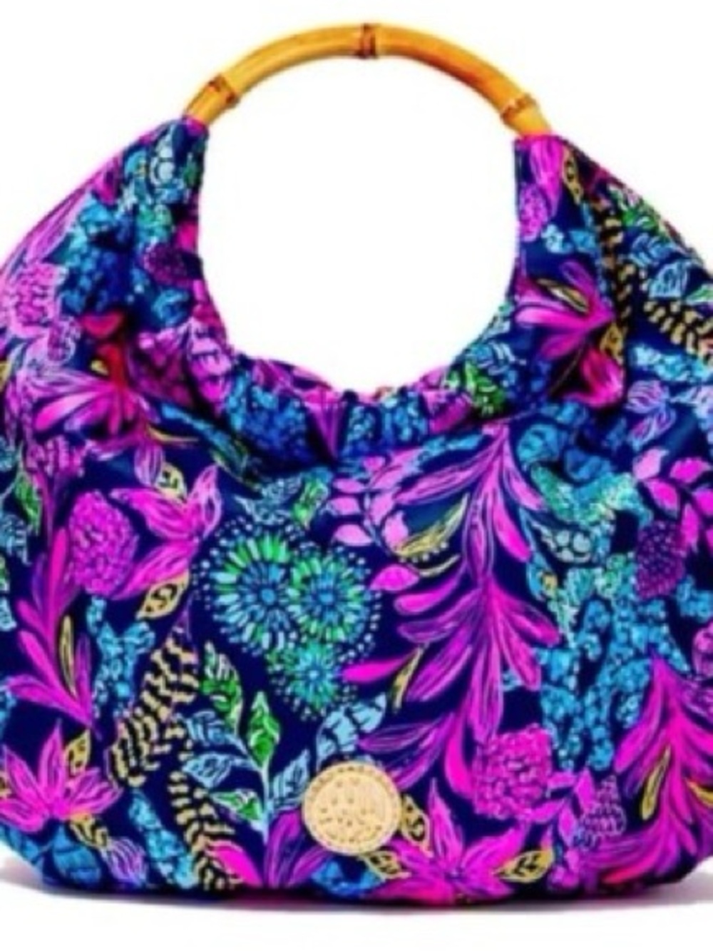 Lilly Pulitzer Bamboo Bag In Aegean Navy Calypso Coast